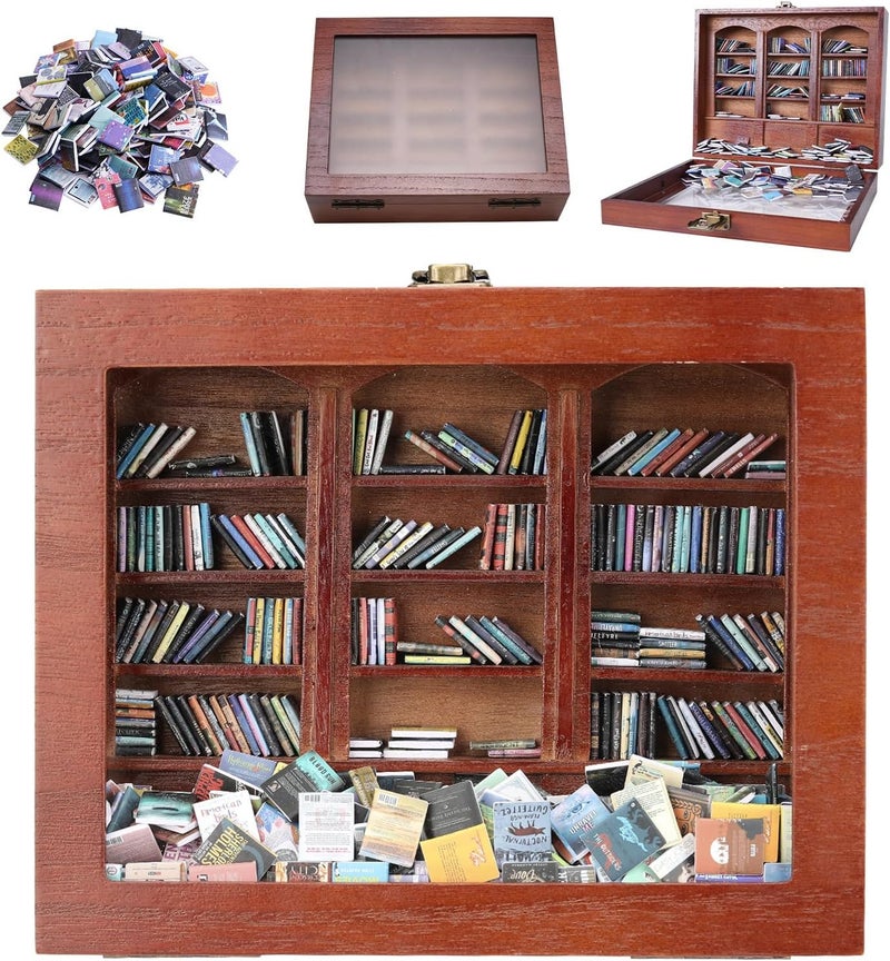 BBVCX Anxiety Bookshelf | Get rid of Your Anxiety,Home & Office Décor for Book Lovers ,Miniature Book Matchbox Display Cabinet, Creative Ornaments, Stress-Relieving Gifts for Family and Friends - Image 1